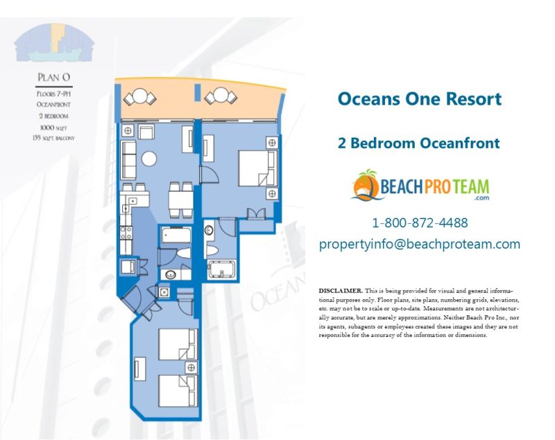 Oceans One Floor Plan O - 2 Bedroom Oceanfront 